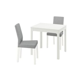 IKEA Ekedalen Kattıl Beyaz Knisa Açık Gri 2 Sandalyeli Mutfak Masası Takımı