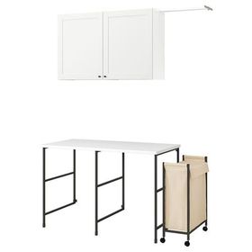 IKEA Enhet Antrasit Beyaz 139x63.5 cm Çamaşır Odası ve Banyo İçin Raf Kombinasyonu