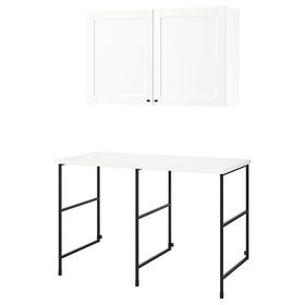IKEA Enhet Antrasit Beyaz 139x63.5x90.5 cm Çamaşır Odası ve Banyo İçin Raf Kombinasyonu