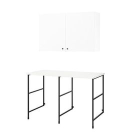 IKEA Enhet Antrasit Beyaz 139x63.5x90.5 cm Çamaşır Odası ve Banyo İçin Raf Kombinasyonu