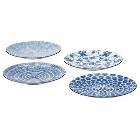 IKEA ENTUSIASM 18 cm Mavi Beyaz Tatlı Tabağı Seti