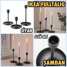 IKEA Fulltalig Siyah Şamdan
