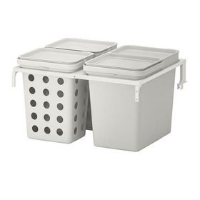 IKEA Hallbar Beyaz Açık Gri 42 lt Çöp Ayırma Çözümü