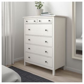 IKEA Hemnes Beyaz Vernik 108x130 cm 6 Çekmeceli Şifonyer