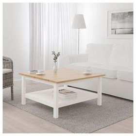 IKEA Hemnes Beyaz Vernik Açık Kahverengi 90x90 cm Orta Sehpa