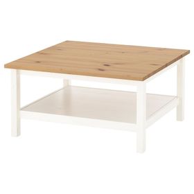 IKEA Hemnes Beyaz Vernik Açık Kahverengi 90x90 cm Orta Sehpa