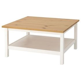 IKEA Hemnes Beyaz Vernik Açık Kahverengi 90x90 cm Orta Sehpa