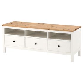 IKEA HEMNES TV Sehpası Beyaz Vernik Açık Kahverengi 148x47 cm