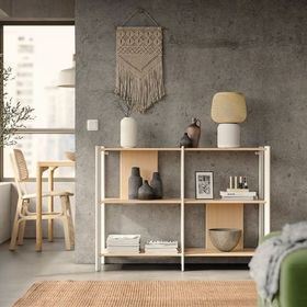 IKEA Jattesta 120x85 cm Beyaz Bambu Açık Raf Ünitesi