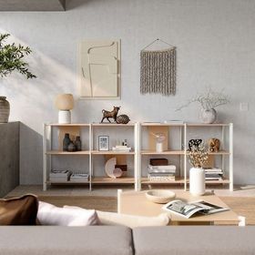 IKEA Jattesta 120x85 cm Beyaz Bambu Açık Raf Ünitesi