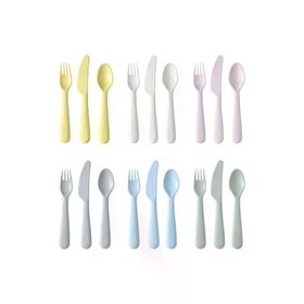 IKEA KALAS Pastel Tonlar 18 Parça Çocuk Çatal Kaşık Bıçak Seti