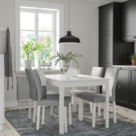 IKEA Kattil Kumaş Beyaz-Knisa Açık Gri Sandalye