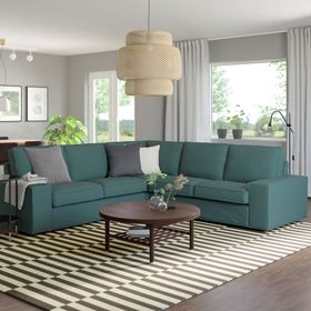 IKEA Kıvık 4'lü Kelinge Gri-Turkuaz Köşe Kanepe