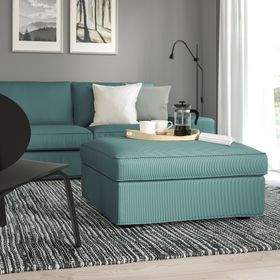 IKEA Kivik Kelinge Gri Turkuaz Saklama Gözlü Puf