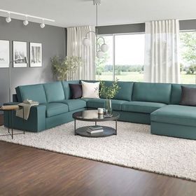 IKEA Kivik Kelinge Gri Turkuaz Uzanma Koltuğu