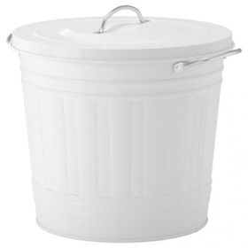 IKEA Knodd Beyaz 16 lt Kapaklı Metal Çöp Kovası
