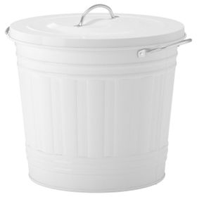IKEA Knodd Beyaz 16 lt Kapaklı Metal Çöp Kovası