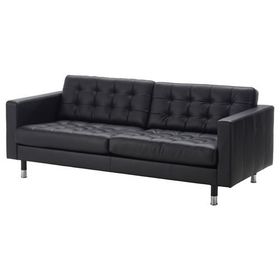 IKEA Landskrona 3'lü Deri Siyah Kanepe