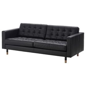 IKEA Landskrona 3'lü Deri Siyah Kanepe