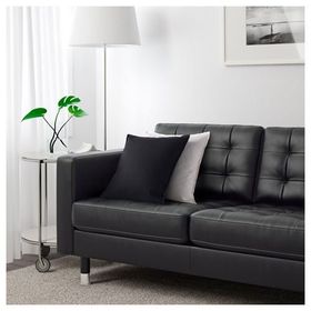 IKEA Landskrona 3'lü Deri Siyah Kanepe
