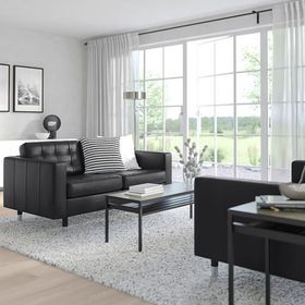 IKEA Landskrona Grann Bomstad Siyah 2'li Deri Kanepe