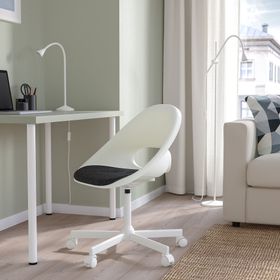 IKEA Loberget Malskar Beyaz Koyu Gri Çalışma Sandalyesi