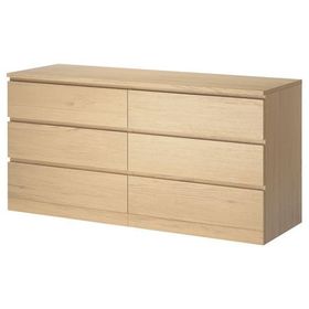 IKEA Malm Ağartılmış Meşe Kaplama 160x78 cm 6 Çekmeceli Şifonyer