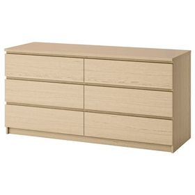IKEA Malm Ağartılmış Meşe Kaplama 160x78 cm 6 Çekmeceli Şifonyer