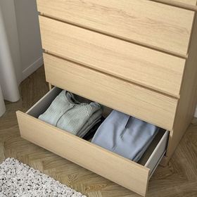 IKEA Malm Ağartılmış Meşe Kaplama 160x78 cm 6 Çekmeceli Şifonyer