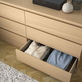 IKEA Malm Ağartılmış Meşe Kaplama 160x78 cm 6 Çekmeceli Şifonyer