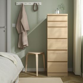 IKEA Malm Ağartılmış Meşe Kaplama 160x78 cm 6 Çekmeceli Şifonyer