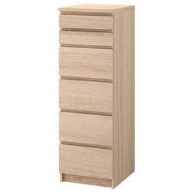 IKEA Malm Ağartılmış Meşe Kaplama 40x123 cm 6 Çekmeceli Şifonyer