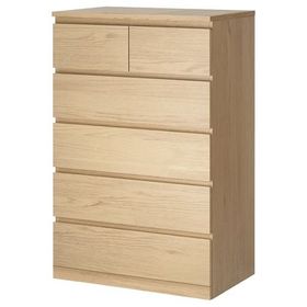 IKEA Malm Ağartılmış Meşe Kaplama 80x123 cm 6 Çekmeceli Şifonyer