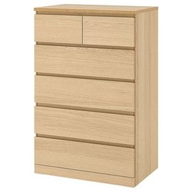IKEA Malm Ağartılmış Meşe Kaplama 80x123 cm 6 Çekmeceli Şifonyer