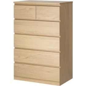 IKEA Malm Ağartılmış Meşe Kaplama 80x123 cm 6 Çekmeceli Şifonyer