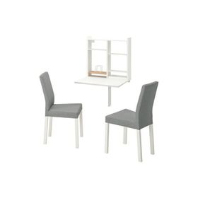 IKEA Norberg Kattıl Beyaz Knisa Açık Gri 2 Sandalyeli Mutfak Masası