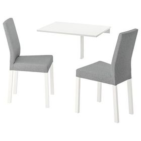 IKEA Norberg Kattıl Beyaz Knisa Açık Gri 2 Sandalyeli Mutfak Masası