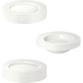 IKEA Ofanlight Beyaz 18 Parça Feldispat Porselen Yemek Takımı