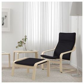 IKEA Poang Knisa Siyah Huş Sallanan Koltuk ve Ayak Uzatma Taburesi