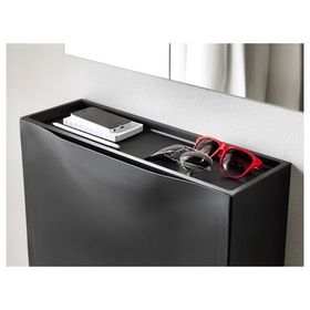 IKEA Trones 2 Parça Siyah Plastik Ayakkabılık Ayakkabı Dolabı
