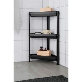IKEA Vesken Üçgen Raf Ünitesi 3 Katlı Köşe Düzenleyici Siyah Banyo Rafı