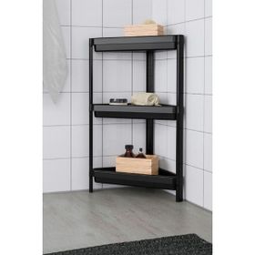 IKEA Vesken Üçgen Raf Ünitesi 3 Katlı Köşe Düzenleyici Siyah Banyo Rafı