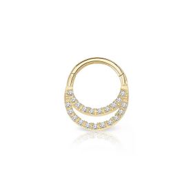 İki Sıra Taşlı Altın Helix Piercing