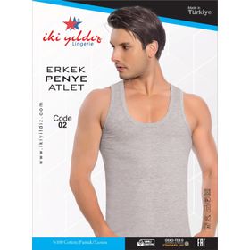 İki Yıldız 02 Süprem Gri Pamuklu Erkek Atlet