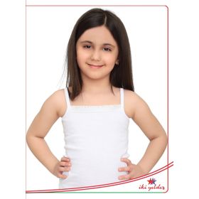 İki Yıldız 548 Beyaz %100 Pamuklu Ribana İp Askılı Kız Çocuk Atlet
