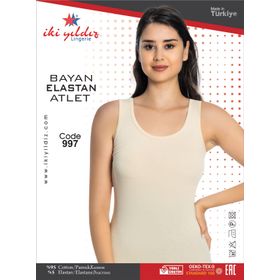 İki Yıldız 997 Beyaz Kalın Askılı Likralı Kadın Atlet