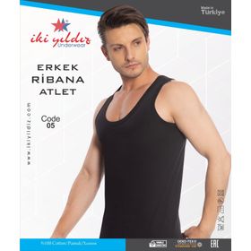 İki Yıldız Ribana 05 Siyah %100 Pamuk Erkek Atlet