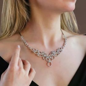 İkon Modeli Zirkon Taşlı Gümüş Gerdanlık