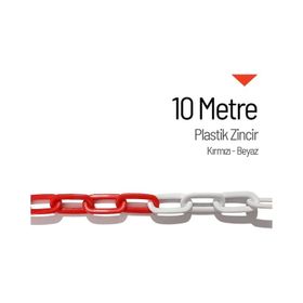 İleri Trafik 10 m Kırmızı Beyaz Plastik Zincir