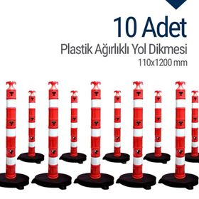 İleri Trafik 110x1200 mm 10'lu Set Plastik Ağırlıklı Yol Dikmesi